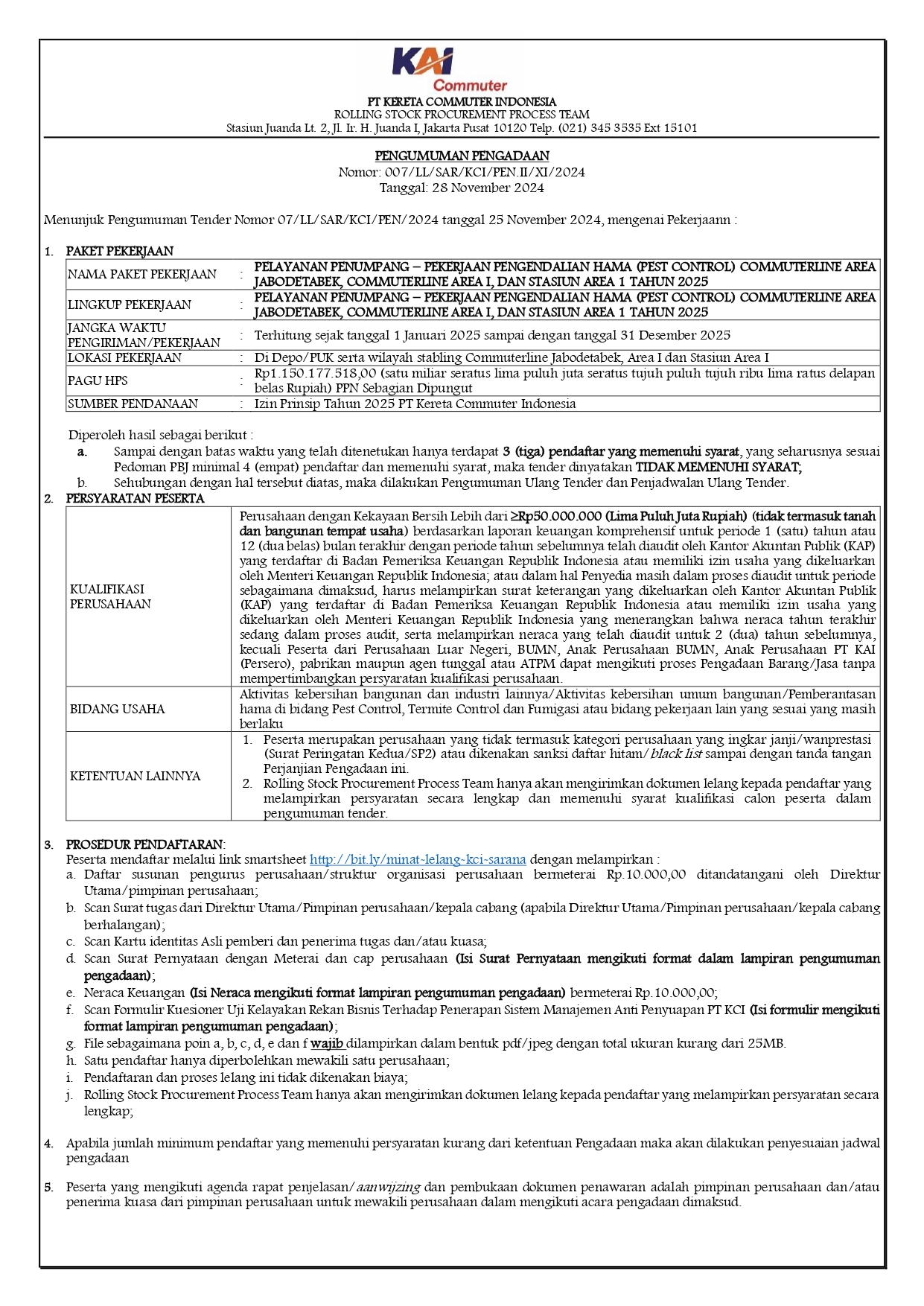 007 pengumuman ulang tender page 0001